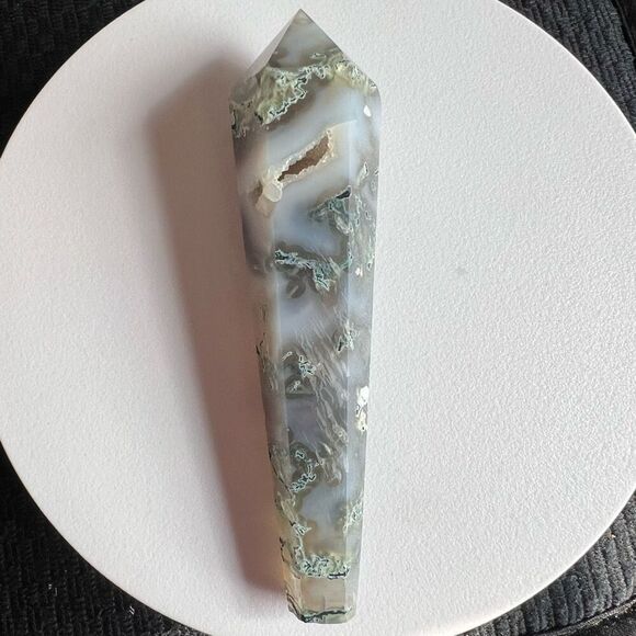 Moss Agate‎ Crystal Meditation Wand (#9) - Picture 11 of 11